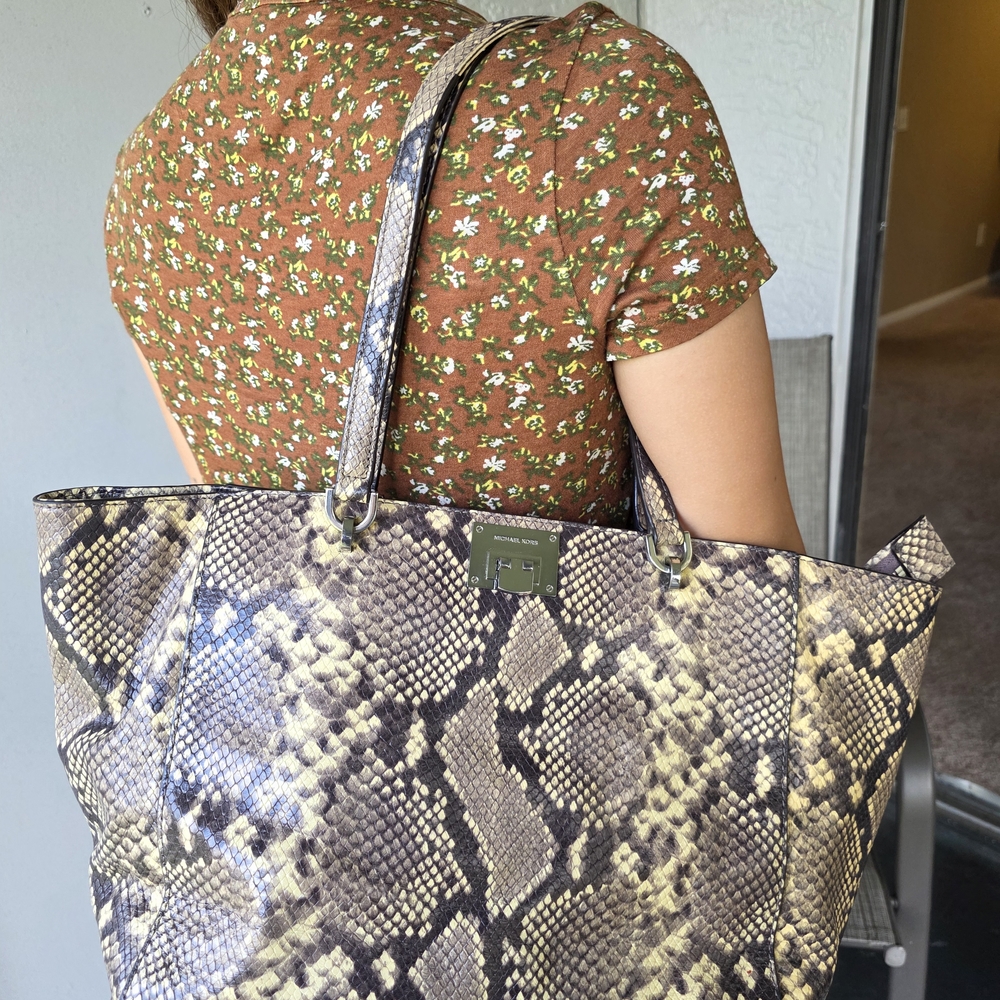 Michael Kors Python Pattern Tote - Tan And Black - image 2